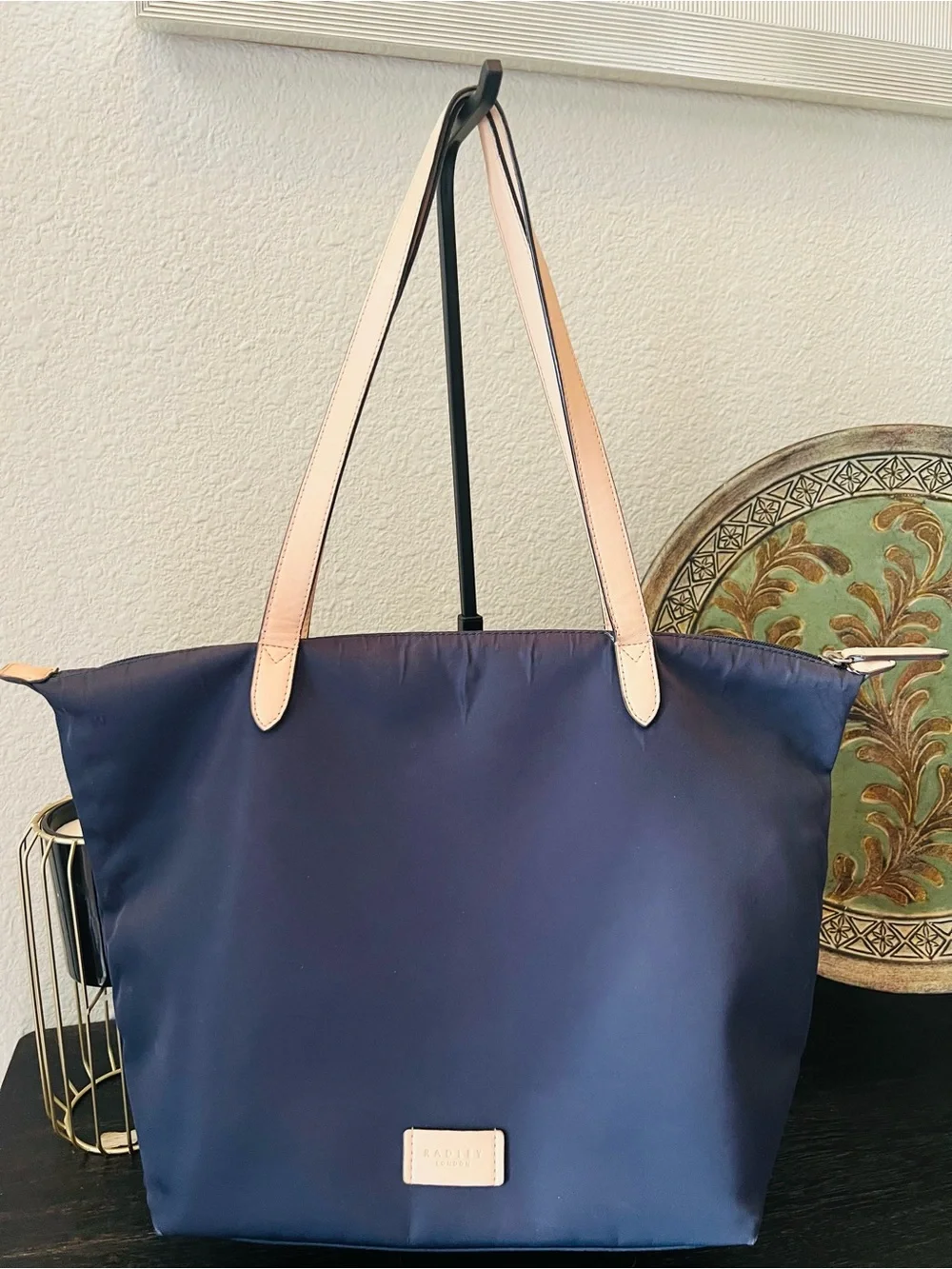 RADLEY LONDON Navy Tote with Tan Straps